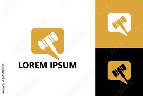 Hammer of law talk logo template design vector