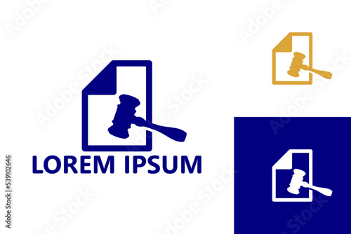 Hammer of law document logo template design vector