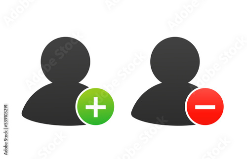 Person icon for profile plus minus. Vector illustration