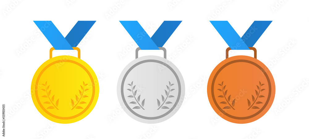 Ribbon with a gold, silver, bronze medal. Vector illustration Ribbon with a gold, silver, bronze medal. Vector illustration