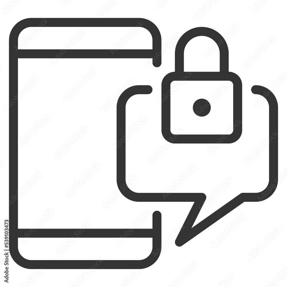 mobile protect message lock simple line icon