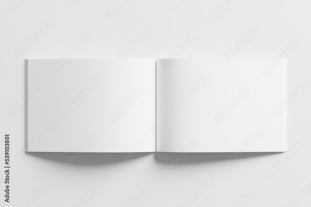 A4 Landscape Horizontal Magazine Brochure 3D Rendering White Blank Mockup A4 Landscape Horizontal Magazine Brochure 3D Rendering White Blank Mockup
