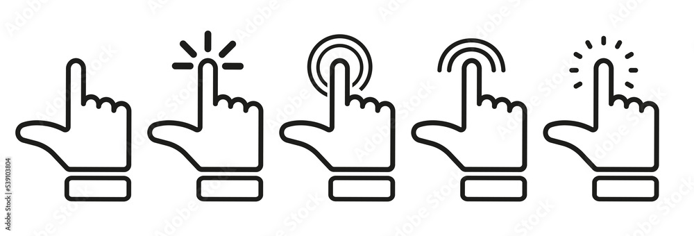 Hand cursors icon with different vibration on white background. Vector ...