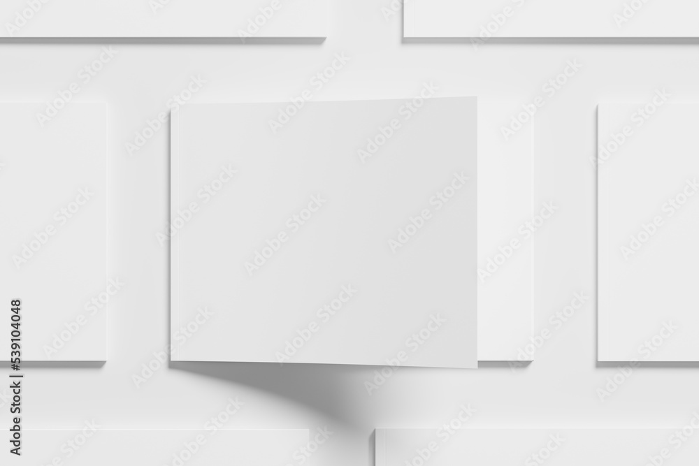 A4 Landscape Horizontal Magazine Brochure 3D Rendering White Blank Mockup A4 Landscape Horizontal Magazine Brochure 3D Rendering White Blank Mockup