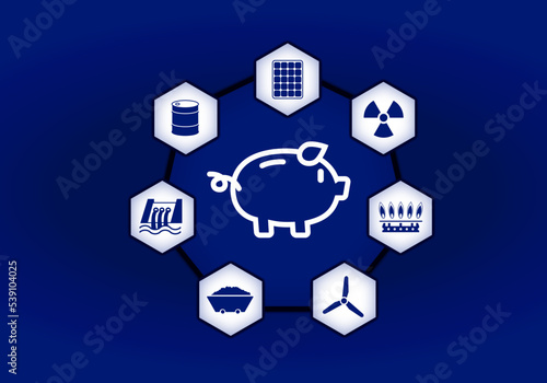Energie sparen Sparschwein Strom Kosten Vektor als svg