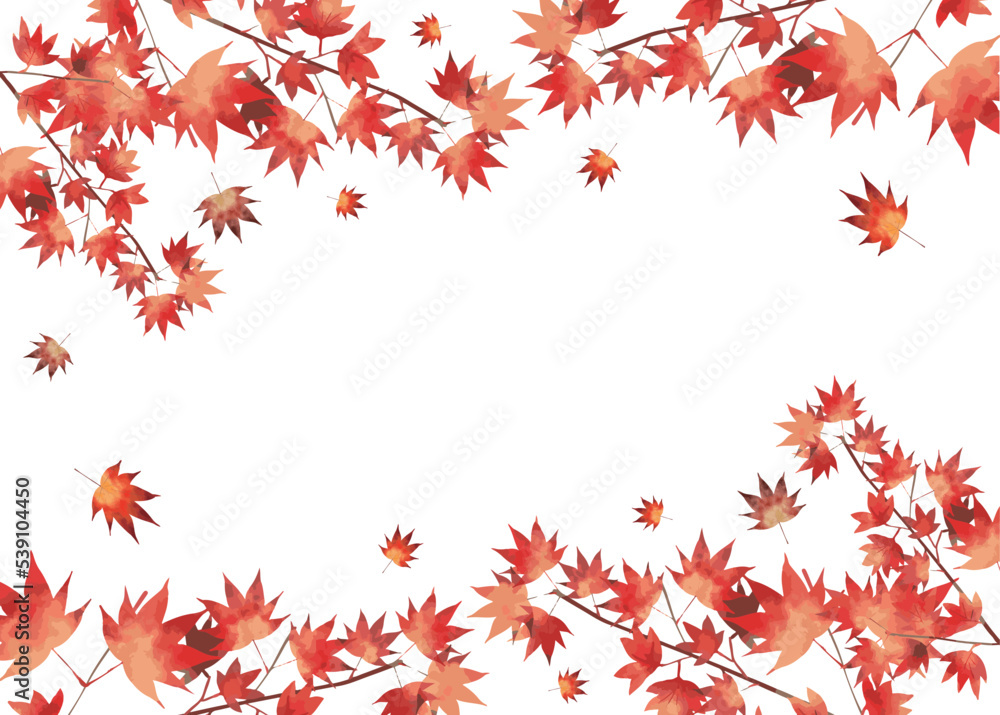 紅葉の水彩風フレーム3