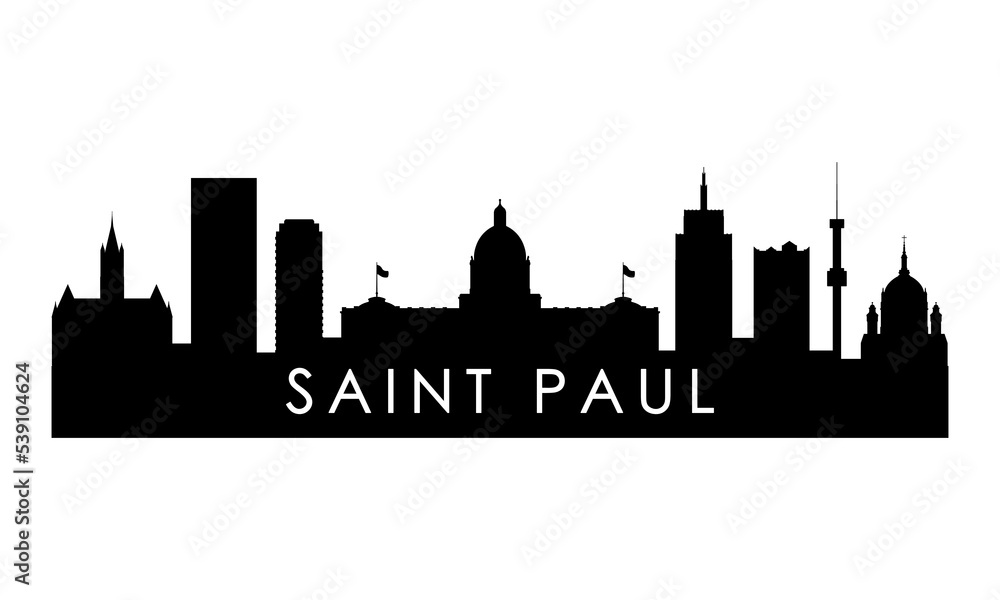 Saint Paul skyline silhouette. Black Saint Paul city design isolated on white background.