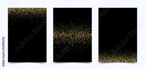 Black background gold glitters, artistic cover design, colorful texture.