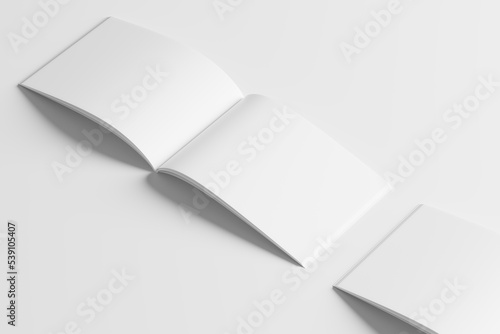 A4 Landscape Horizontal Magazine Brochure 3D Rendering White Blank Mockup