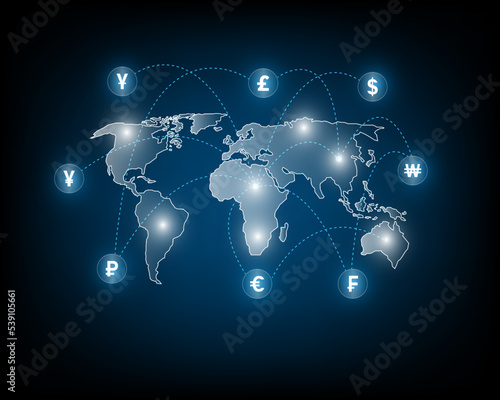 global blue abstract network currency exchange money