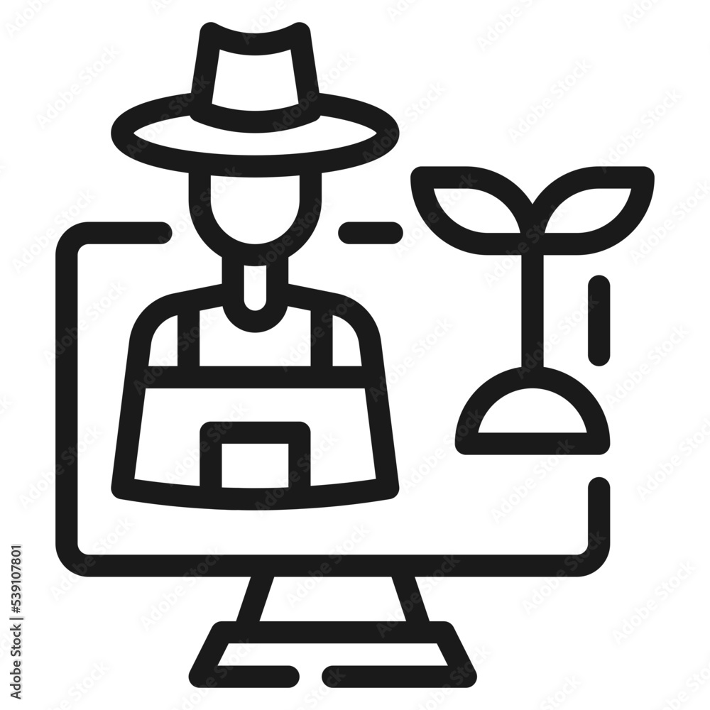 online farmer agriculture simple line icon online farmer agriculture simple line icon