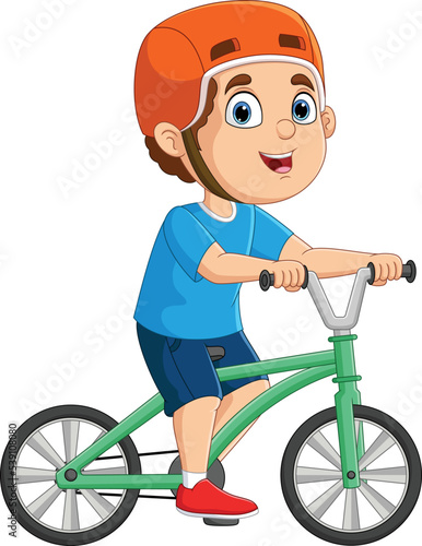 Cute little boy cartoon riding bicycle