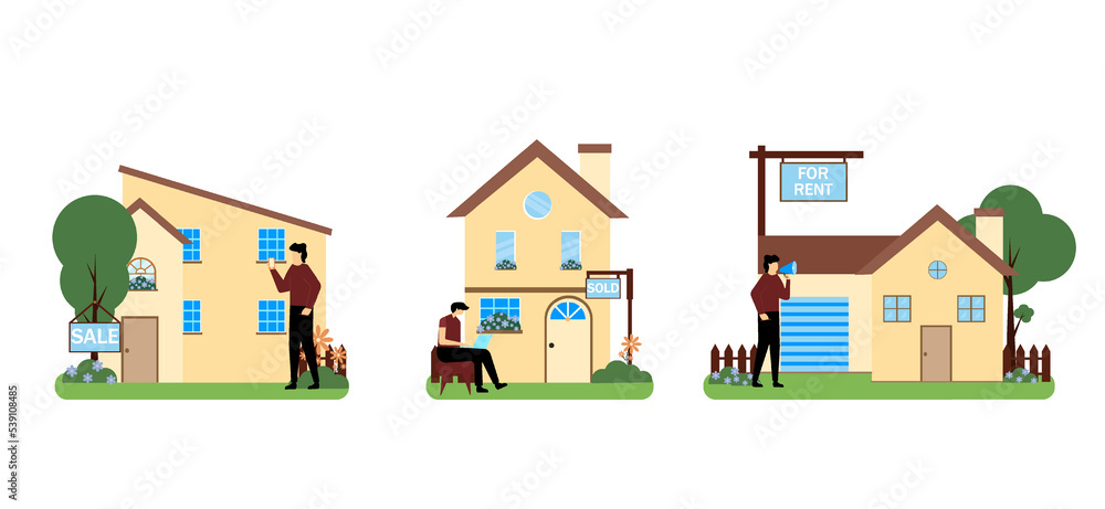 Real Estate Flat Bundle Illustration