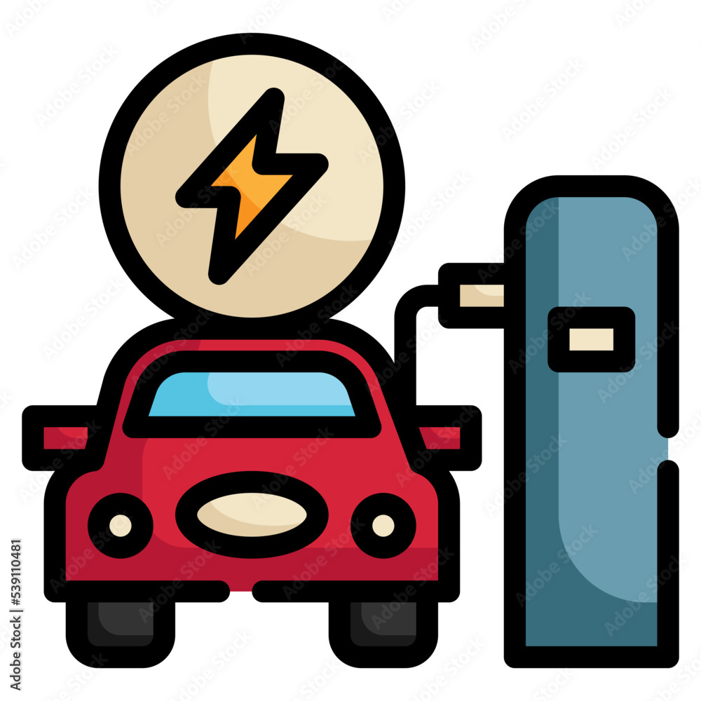 power electric vehicle car charger station icon filled outline power electric vehicle car charger station icon filled outline