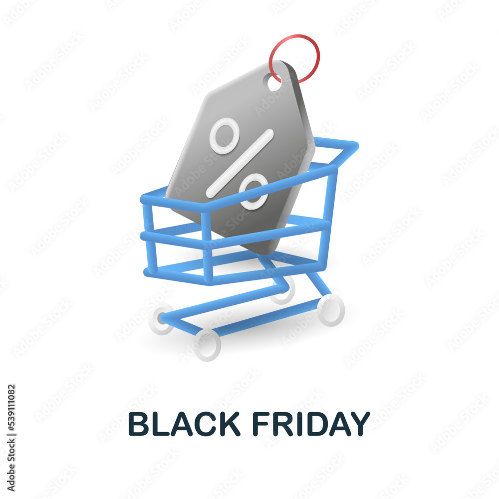 Black Friday icon. 3d illustration from black friday collection. Creative Black Friday 3d icon for web design, templates, infographics and more Black Friday icon. 3d illustration from black friday collection. Creative Black Friday 3d icon for web design, templates, infographics and more