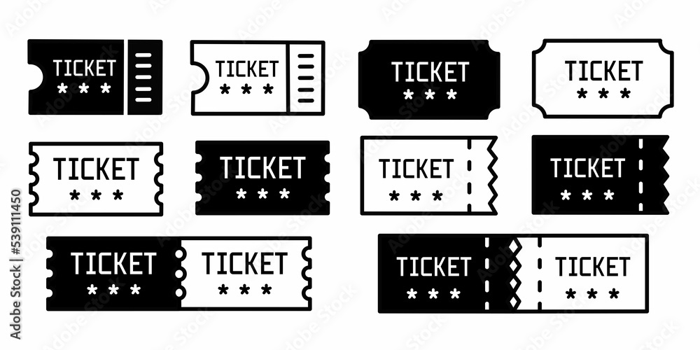 ticket icon set. Vector stock ticket icon symbol collection