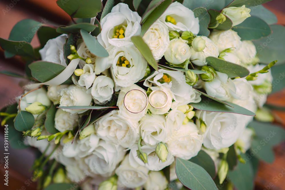 Wedding bouquet made of white roses Wedding bouquet made of white roses
