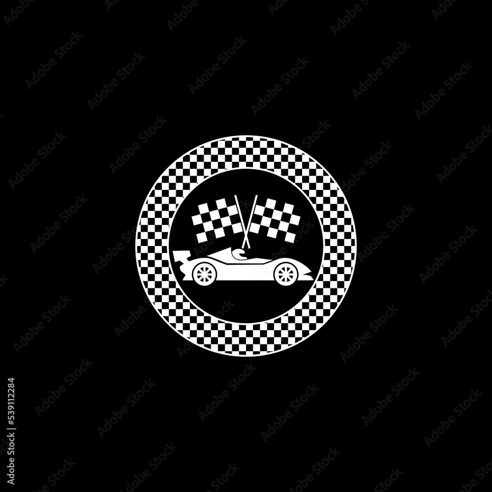 Formula one circle icon isolated on dark background