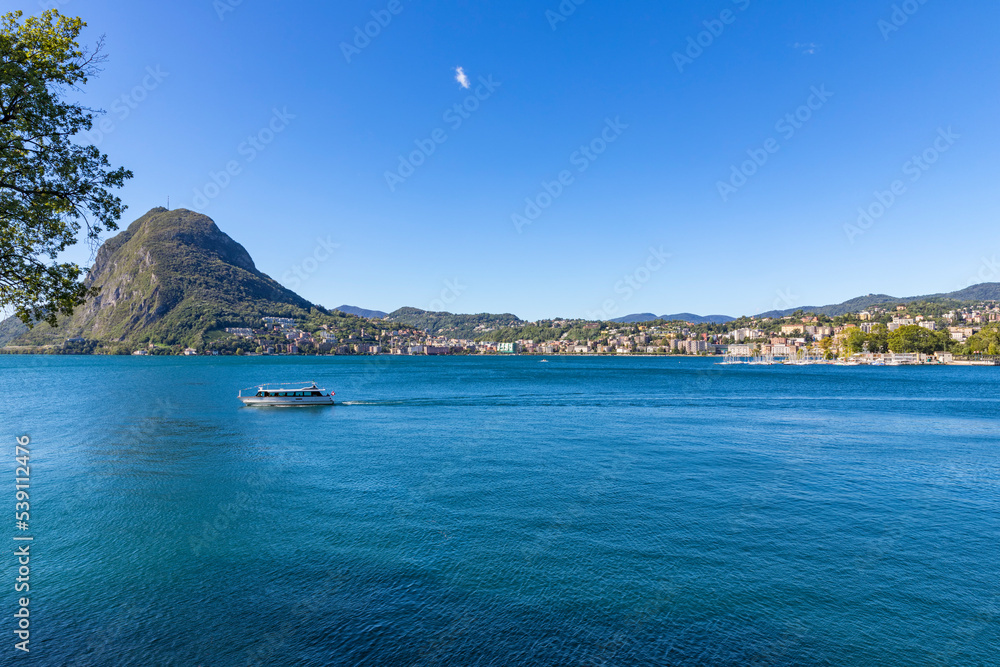 City of Lugano, Switzerland, with Monte San Salvatore