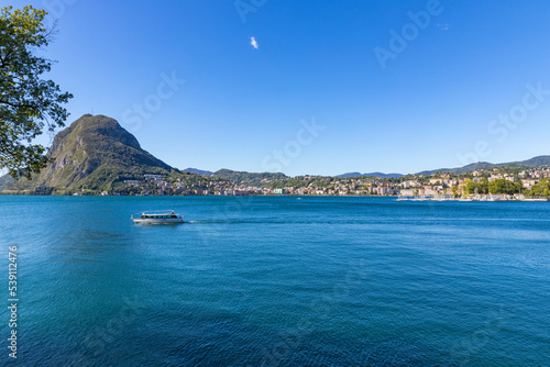 City of Lugano, Switzerland, with Monte San Salvatore