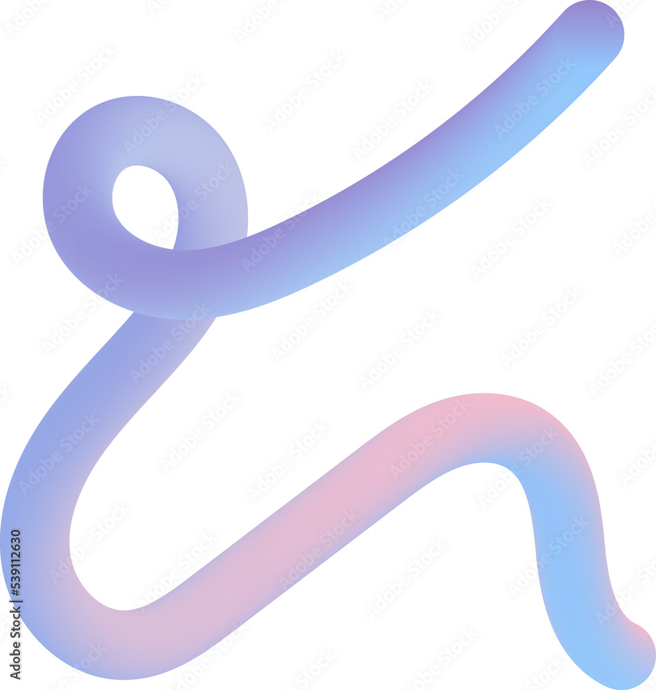 Fototapeta premium Abstract vibrant gradient worm line shape illustration