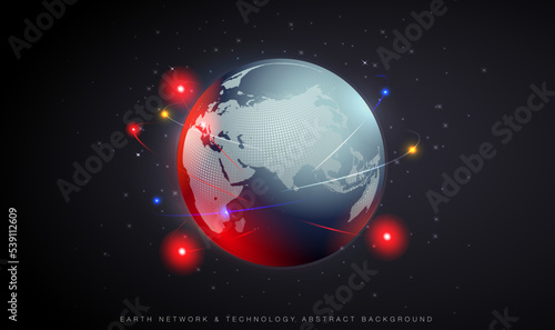 Fototapeta Naklejka Na Ścianę i Meble -  Blue Earth globe. World map set. Planet with continents. Vector Illustration. dark background