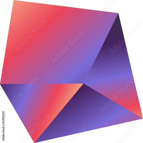 Abstract retro 3D crystal geometric shape illustration