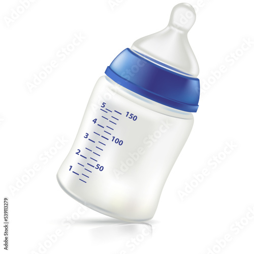 bottle with a pacifier for a newborn baby on a white background