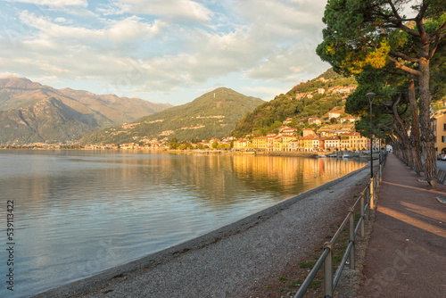 Lake Como and old town of Domaso at dawn