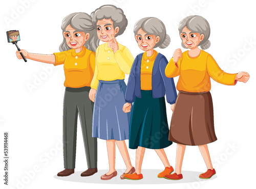 Senior women group taking selfie