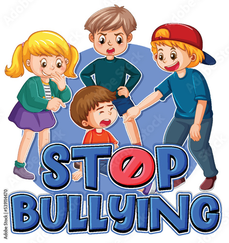 Stop Bullying text with cartoon character