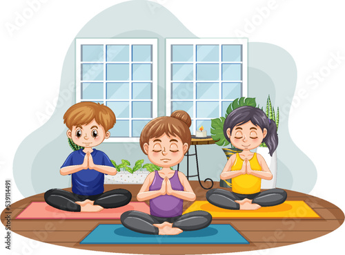 Group of people practicing yoga
