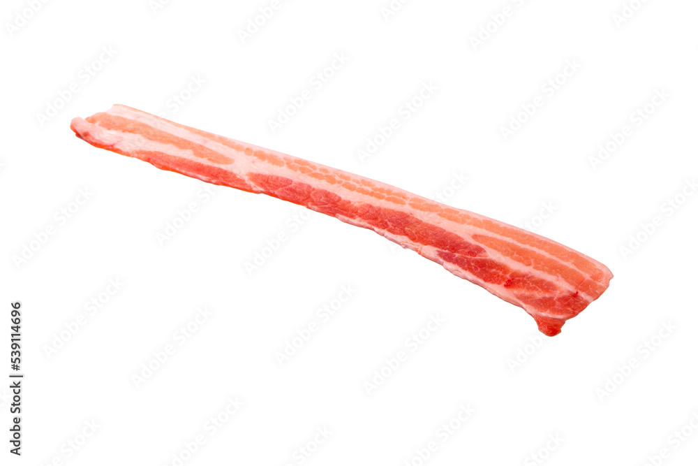 Raw bacon slices isolated on a white background. Raw bacon slices isolated on a white background.