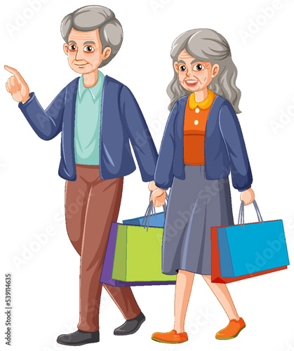 Happy senior couple shopping
