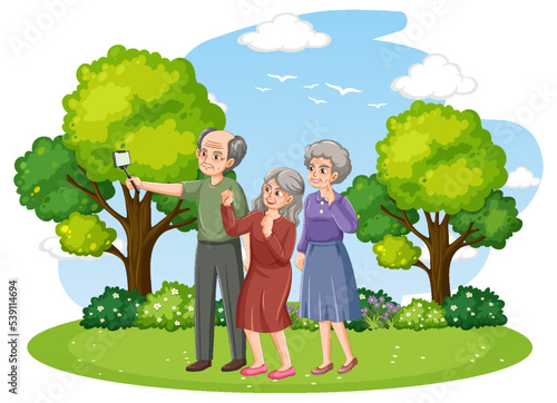 Senior people enjoying at park