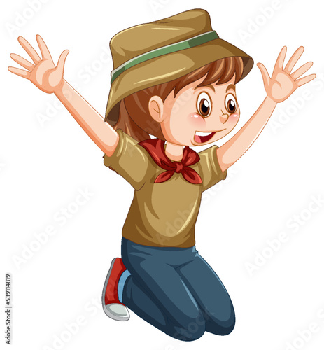 Camping girl cartoon character