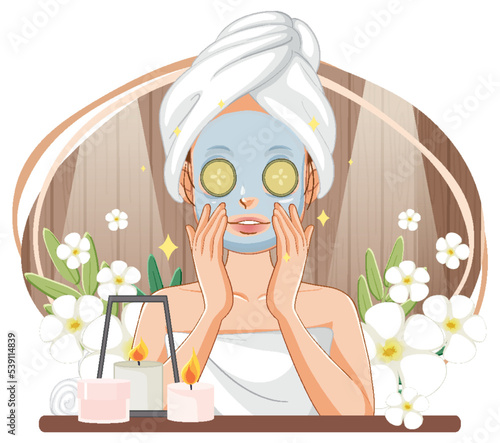 Woman with facial mask