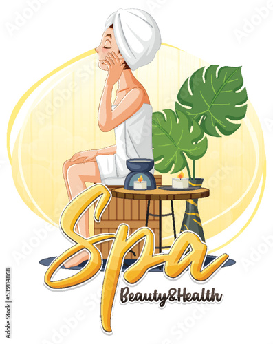 Spa beauty and health text with spa woman
