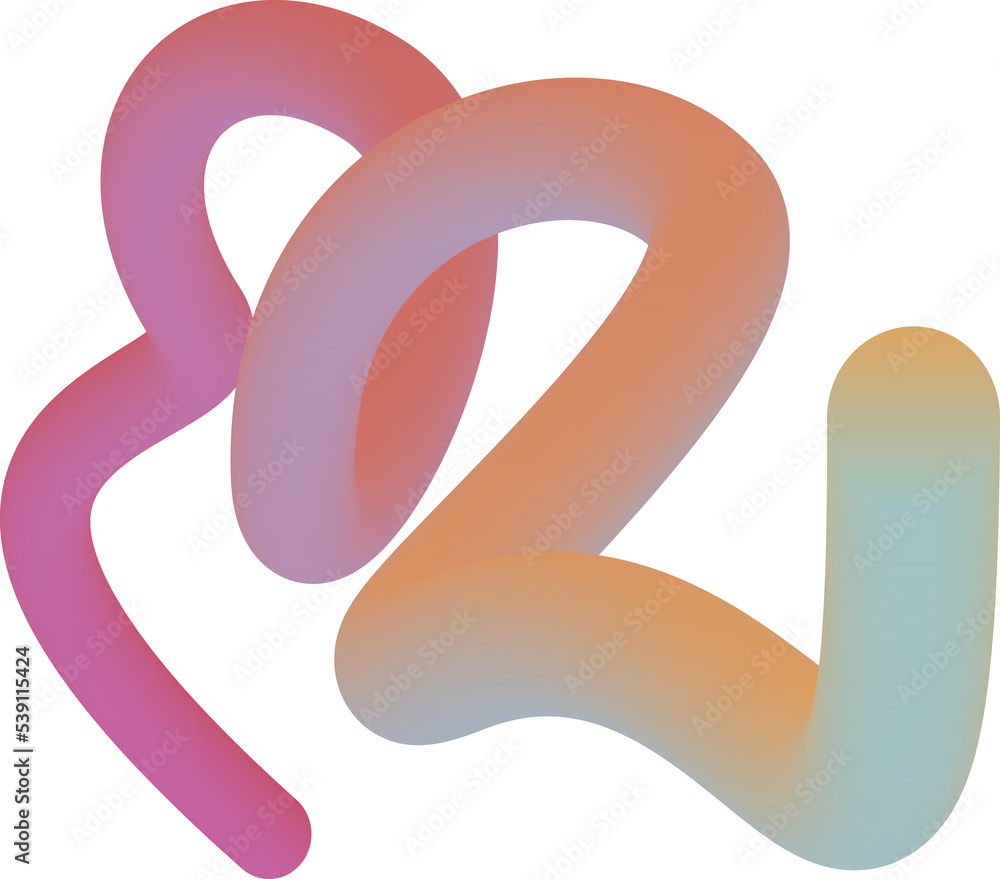 Abstract vibrant gradient worm line shape illustration Abstract vibrant gradient worm line shape illustration
