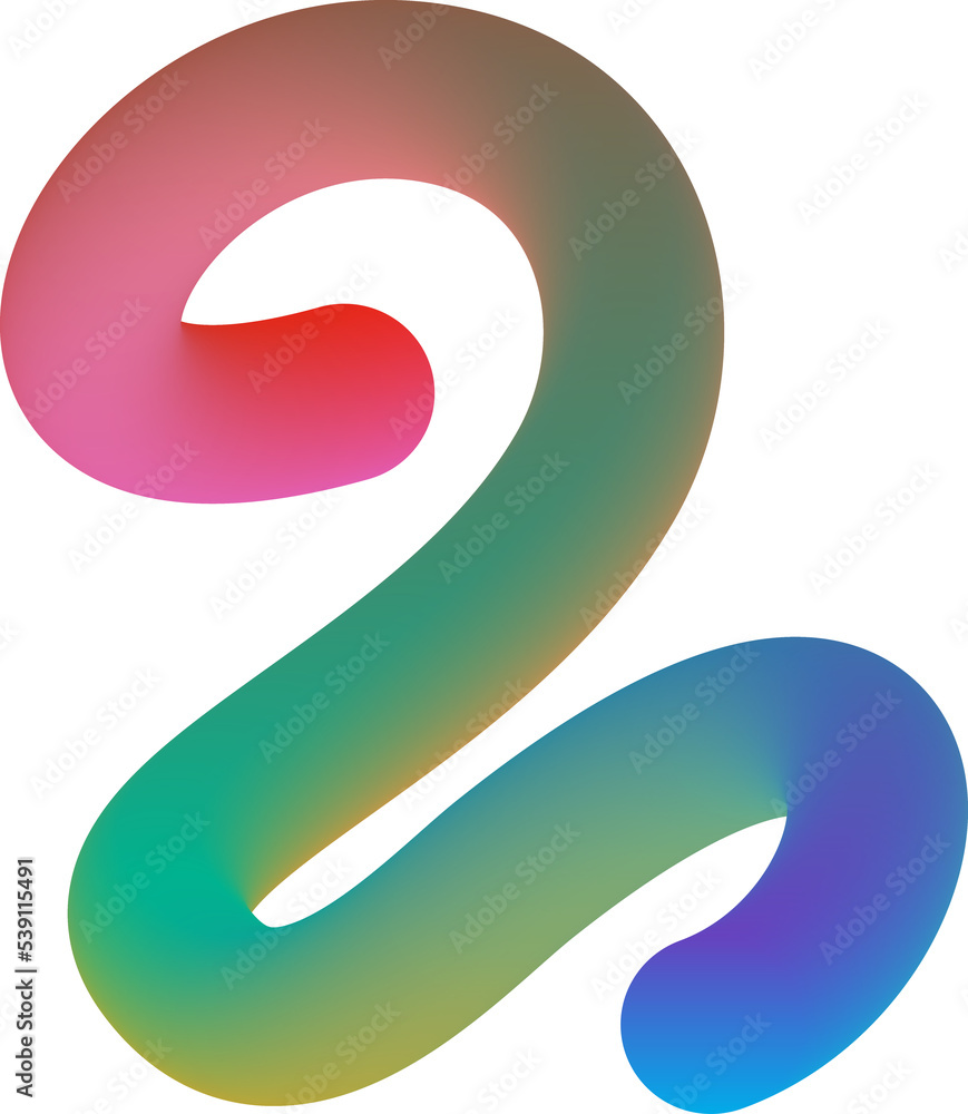 Abstract vibrant gradient worm line shape illustration Abstract vibrant gradient worm line shape illustration