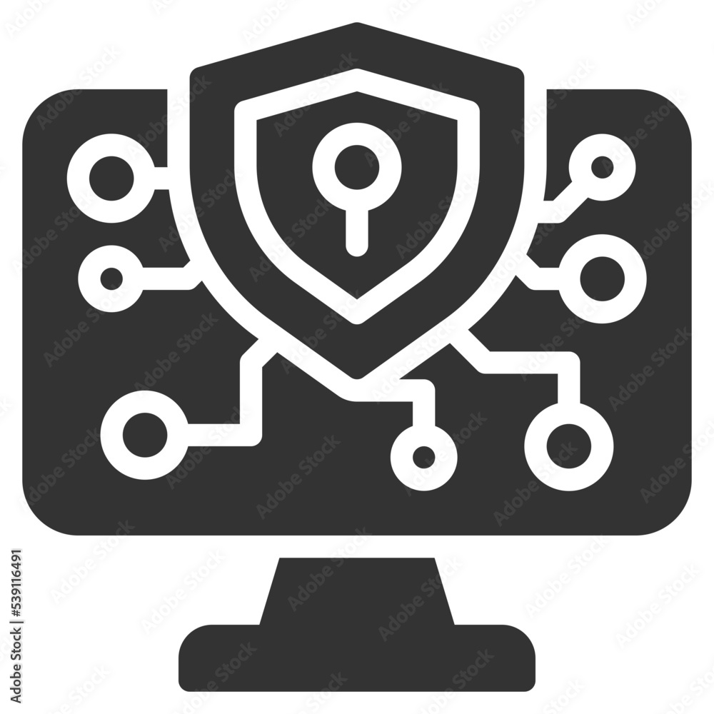 computer security protection solid glyph icon computer security protection solid glyph icon