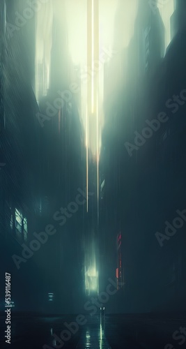 Cyberpunk metropolis  cinematic. Cover  illustration.