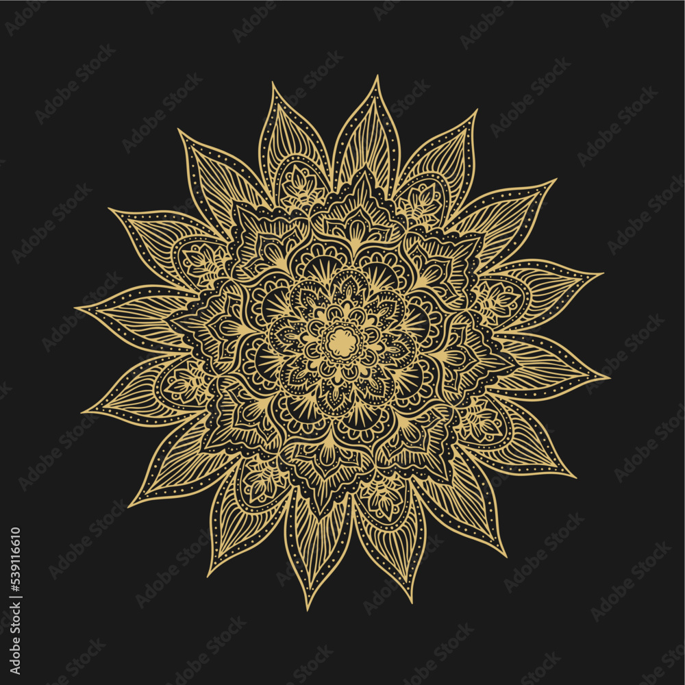 Circular pattern in form of mandala for Henna, Mehndi, tattoo, decoration. Decorative ornament in ethnic oriental style. Coloring book page