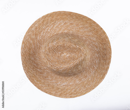 classic straw hat isolated on white background