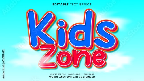 Kids zone 3d editable text effect