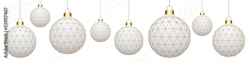 Banner with Christmas balls on white background