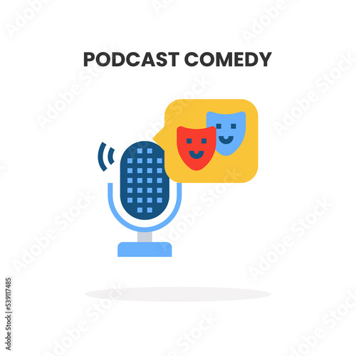 Comedy Podcast flat icon. Vector illustration on white background.