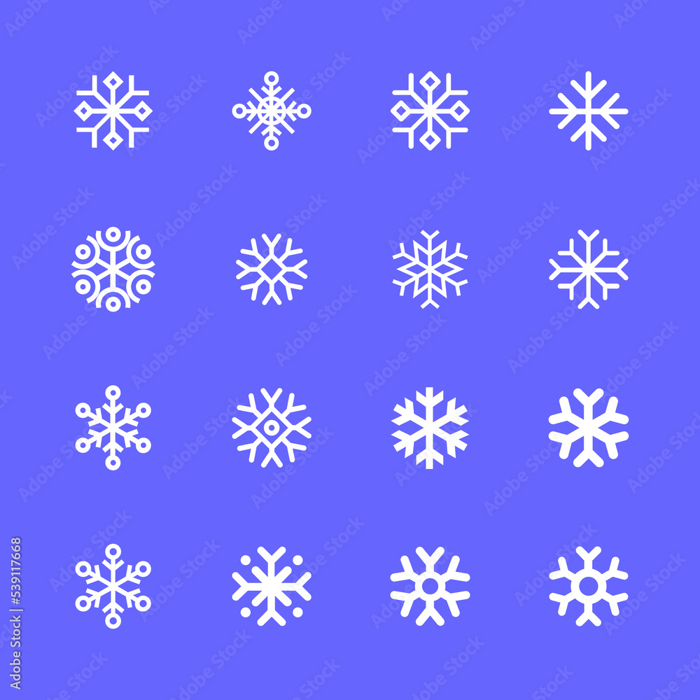 Snowflakes linear icon set. Winter Snowflakes linear icon set. Winter