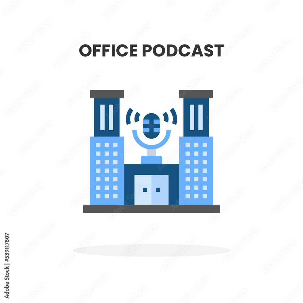 Studio Office Podcast Building flat icon. Vector illustration on white background. Studio Office Podcast Building flat icon. Vector illustration on white background.