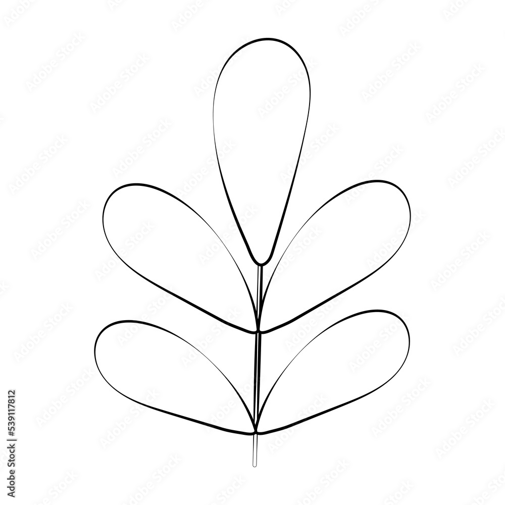 A twig of a plant and a flower with a thin line. Vector on a white background A twig of a plant and a flower with a thin line. Vector on a white background